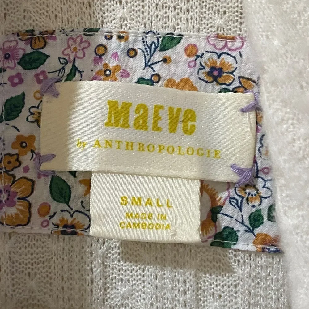ANTHROPOLOGIE MAEVE Long Sleeve Maeve Tunic Sweater Cream Women’s Size Small